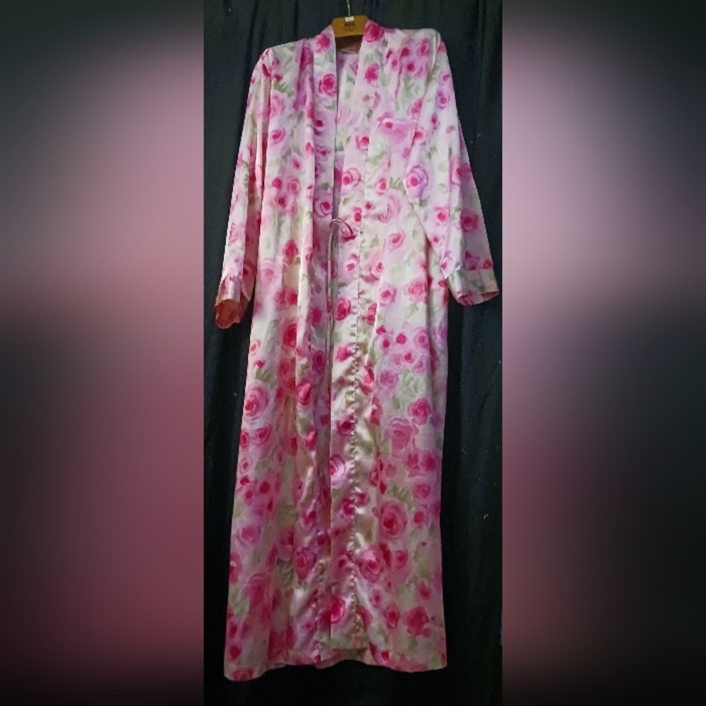 Floral Pink Satin Robe